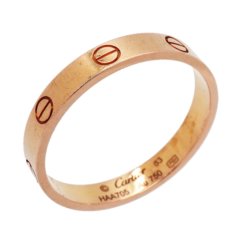 Cartier Mini Love Ring, 18K Pink Gold, Size 63, Men's, OP021926